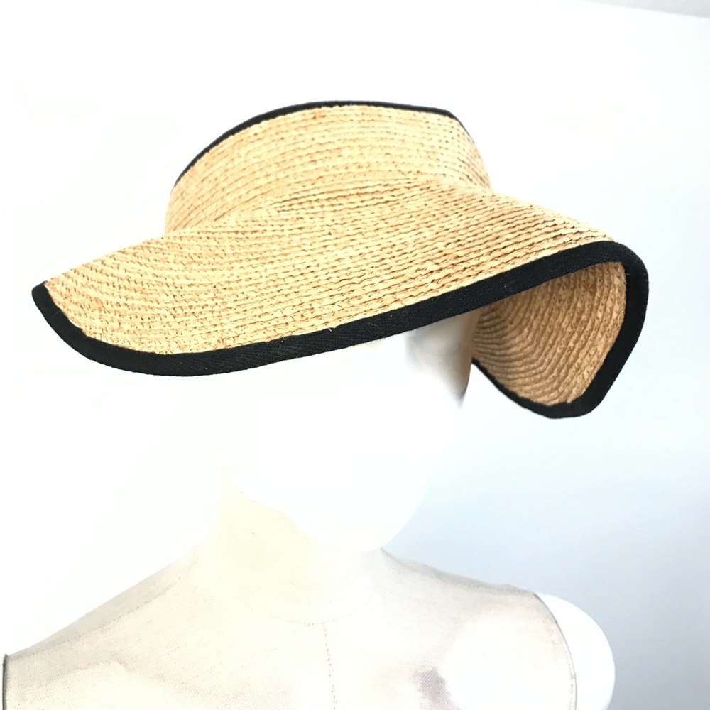 Helen Kaminski Women's Beige Raffia Mita Visor Hat One Size